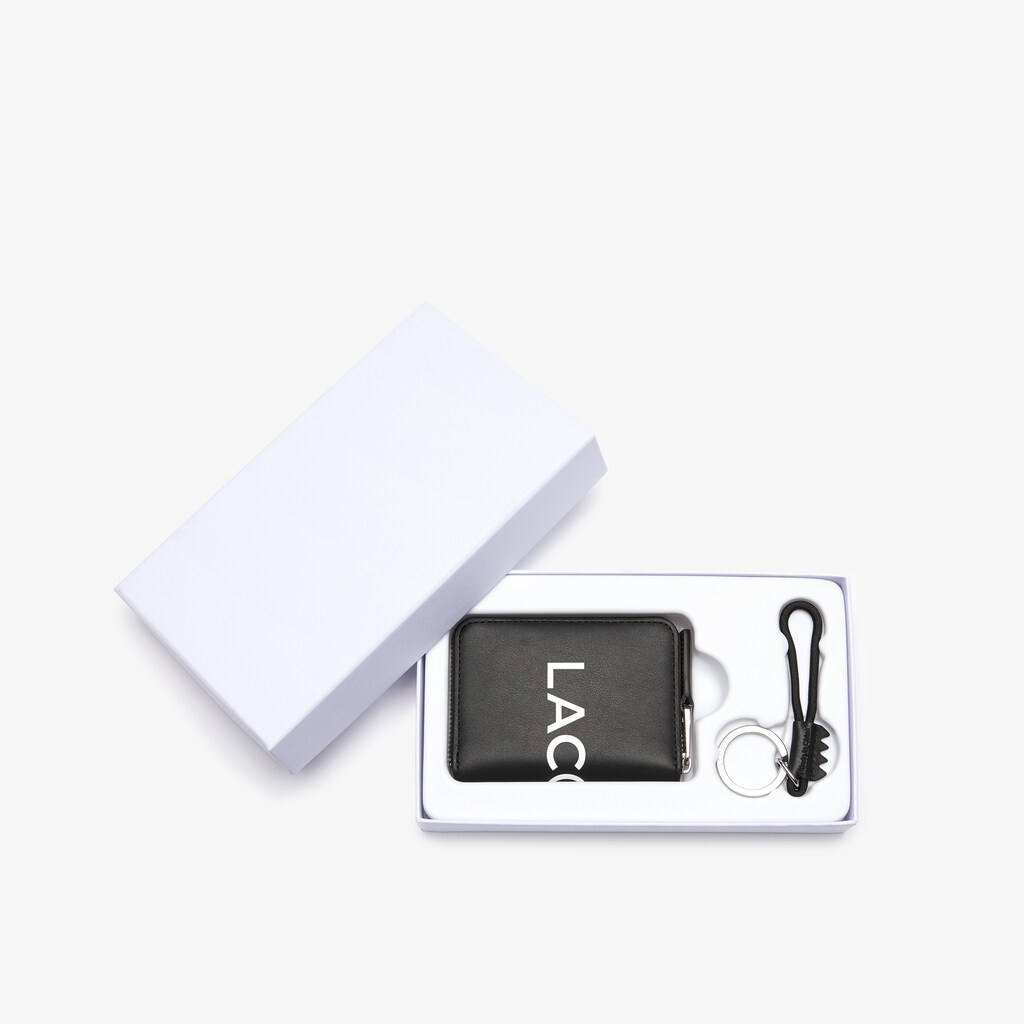 Bolsas Pretas Branco Masculino Lacoste L.12.12 Smooth Leather Wallet And Key Chain Gift Box QW8-14281E5