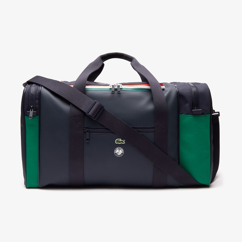 Bolsas Azul Marinho Verdes Masculino Lacoste Roland Garros Two-Tone Nylon Zippered Sports Bag SG5-97189I9