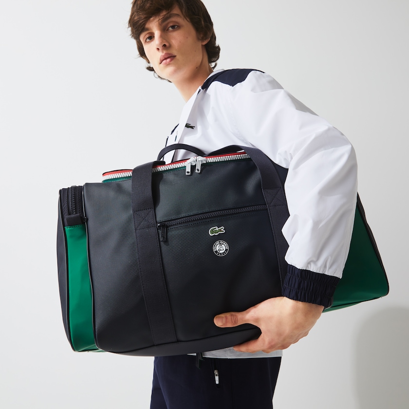 Bolsas Azul Marinho Verdes Masculino Lacoste Roland Garros Two-Tone Nylon Zippered Sports Bag SG5-97189I9
