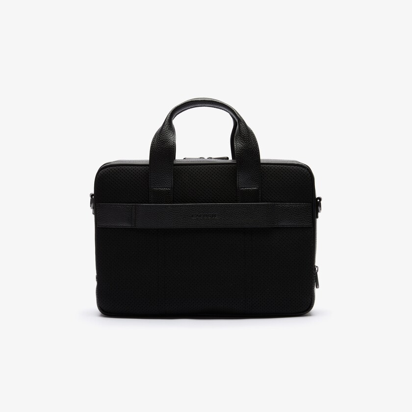 Bolsas Pretas Masculino Lacoste Soft Mate Matte Full-Grain Leather Computer Bag GG5-41104H1