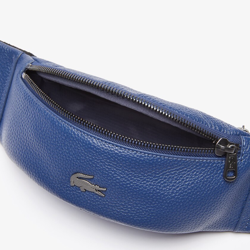 Bolsas Azuis Escuro Masculino Lacoste Soft Mate Matte Full-Grain Leather Zippered Fanny Pack FL3-08280L9