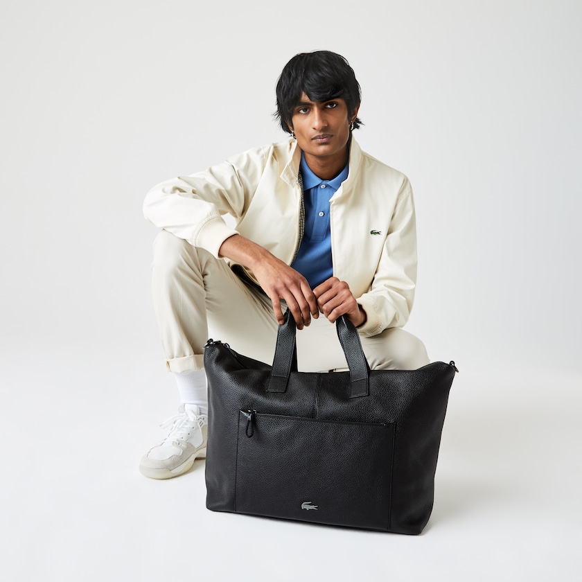 Bolsas Pretas Masculino Lacoste Soft Matte Detachable-Strap Weekend Bag OS3-56175P3