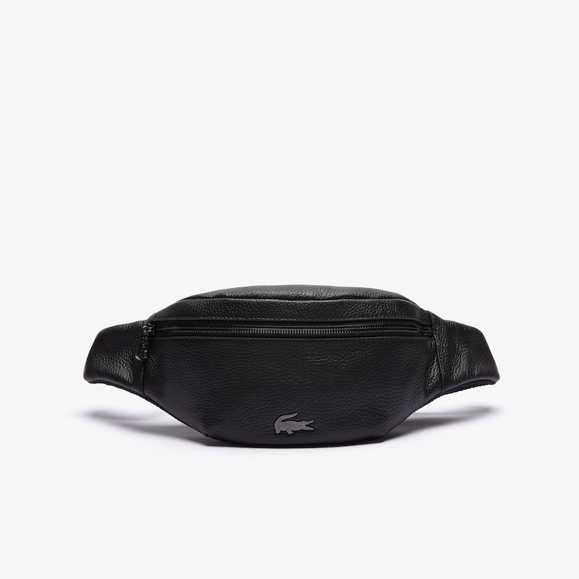 Bolsas Pretas Masculino Lacoste Soft Matte Grained Leather Zip Belt Bag OP9-01000D3