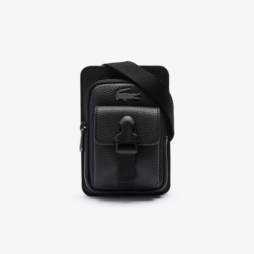 Bolsas Pretas Masculino Lacoste Soft Matte Grained Leather Smartphone Pouch DK7-25902F0