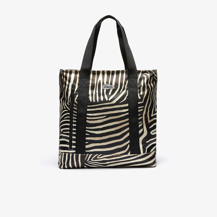 Bolsas Branco Pretas Feminino Lacoste x National Geographic Animal Print Shopper QH7-60946V2