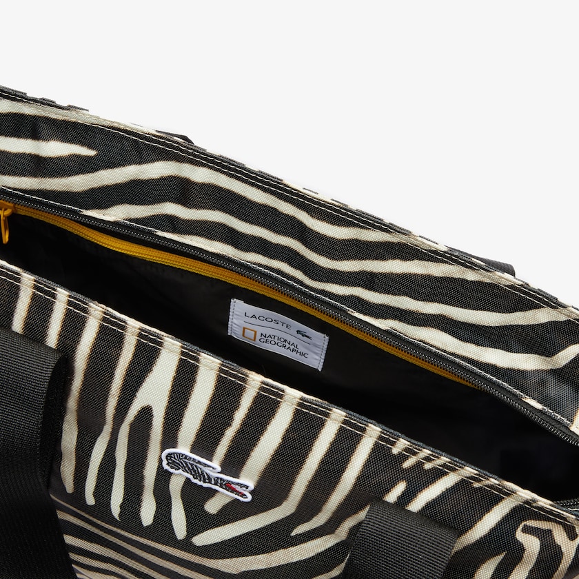 Bolsas Branco Pretas Feminino Lacoste x National Geographic Animal Print Shopper QH7-60946V2