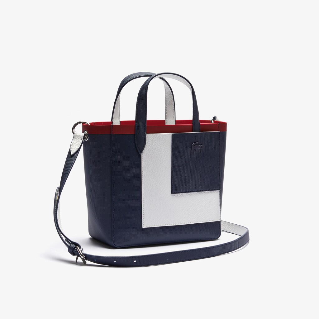 Bolsas Tote Azul Marinho Branco Vermelhas Feminino Lacoste Anna Contrast L Coated Canvas MT5-47794O6