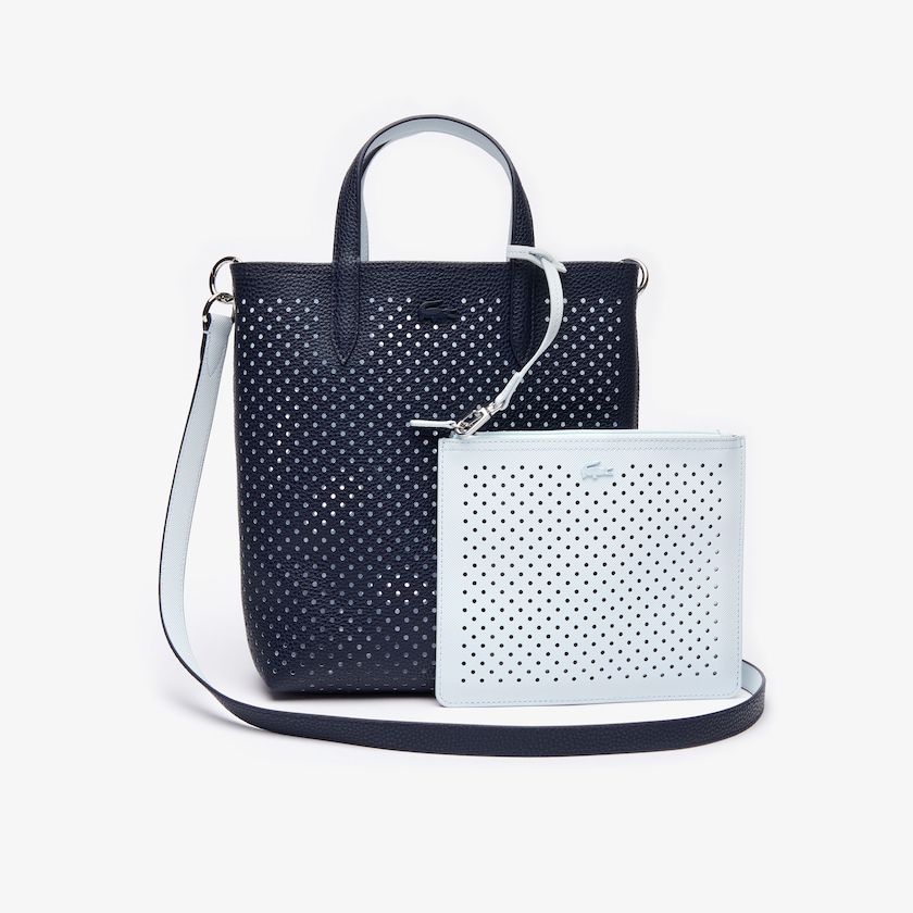 Bolsas Tote Azul Marinho Escuro Branco Feminino Lacoste Anna Removable Pouch Perforated Vertical SZ4-80268O0