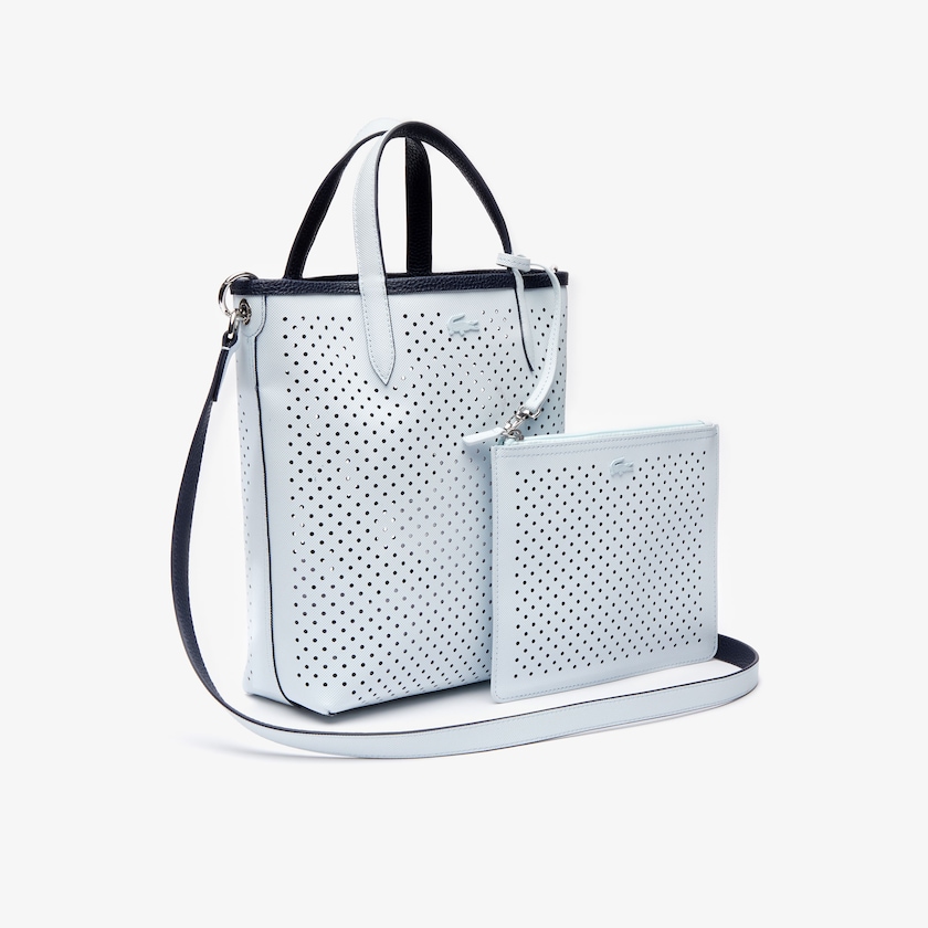 Bolsas Tote Azul Marinho Escuro Branco Feminino Lacoste Anna Removable Pouch Perforated Vertical SZ4-80268O0