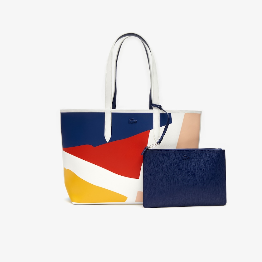 Bolsas Tote Branco Azul Marinho Azuis Feminino Lacoste Anna Removable Pouch Coloured Design PS7-06910H9