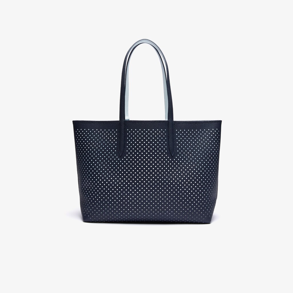 Bolsas Tote Azul Marinho Escuro Branco Feminino Lacoste Anna Removable Pouch Perforated Reversible GE5-10151C7