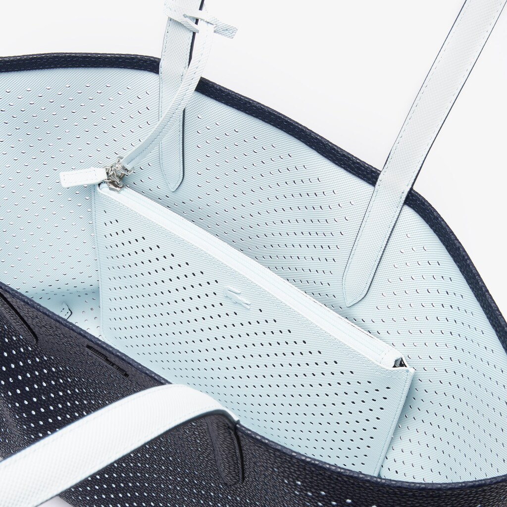 Bolsas Tote Azul Marinho Escuro Branco Feminino Lacoste Anna Removable Pouch Perforated Reversible GE5-10151C7