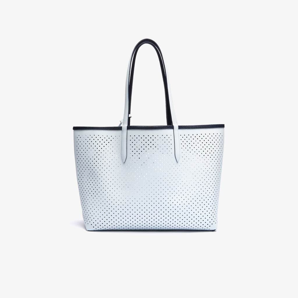 Bolsas Tote Azul Marinho Escuro Branco Feminino Lacoste Anna Removable Pouch Perforated Reversible GE5-10151C7