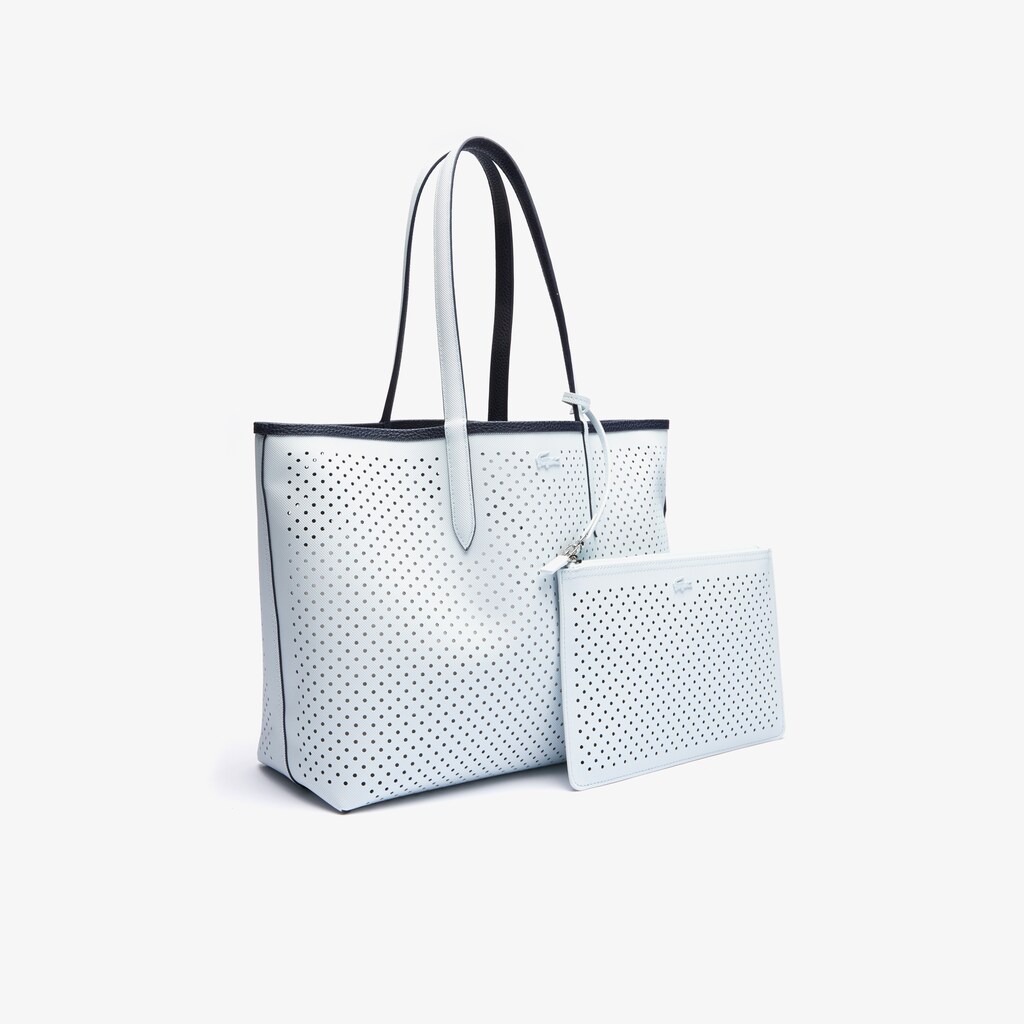 Bolsas Tote Azul Marinho Escuro Branco Feminino Lacoste Anna Removable Pouch Perforated Reversible GE5-10151C7