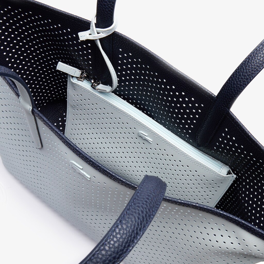 Bolsas Tote Azul Marinho Escuro Branco Feminino Lacoste Anna Removable Pouch Perforated Reversible GE5-10151C7