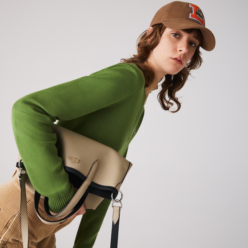 Bolsas Tote Pretas Caqui Feminino Lacoste Anna Reversible Coated Canvas YN2-81388W3
