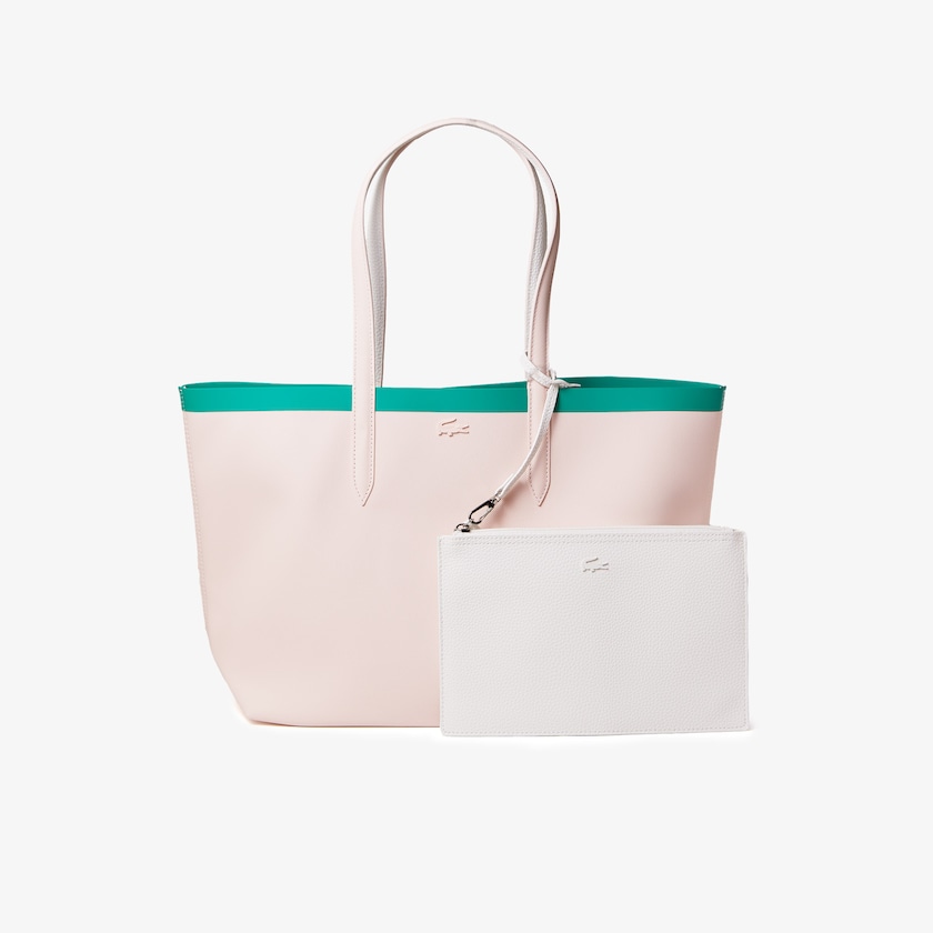 Bolsas Tote Rosa Branco Feminino Lacoste Anna Reversible Contrast Band Coated Canvas UD9-84518G0