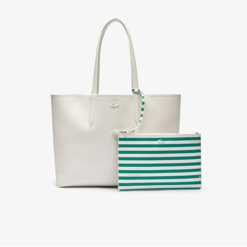 Bolsas Tote Branco Feminino Lacoste Anna Reversible Solid Or Striped Colorblock DX3-38123X3