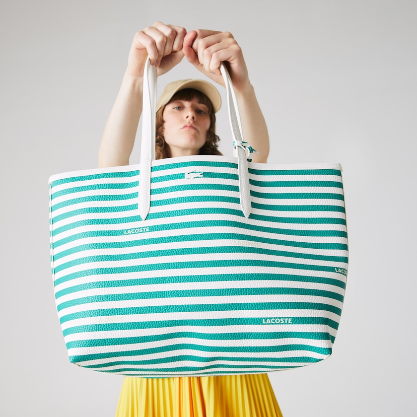 Bolsas Tote Branco Feminino Lacoste Anna Reversible Solid Or Striped Colorblock DX3-38123X3