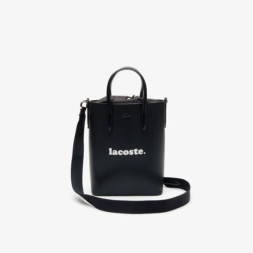Bolsas Tote Pretas Feminino Lacoste Chantaco Branded Leather Vertical VD5-91539E6