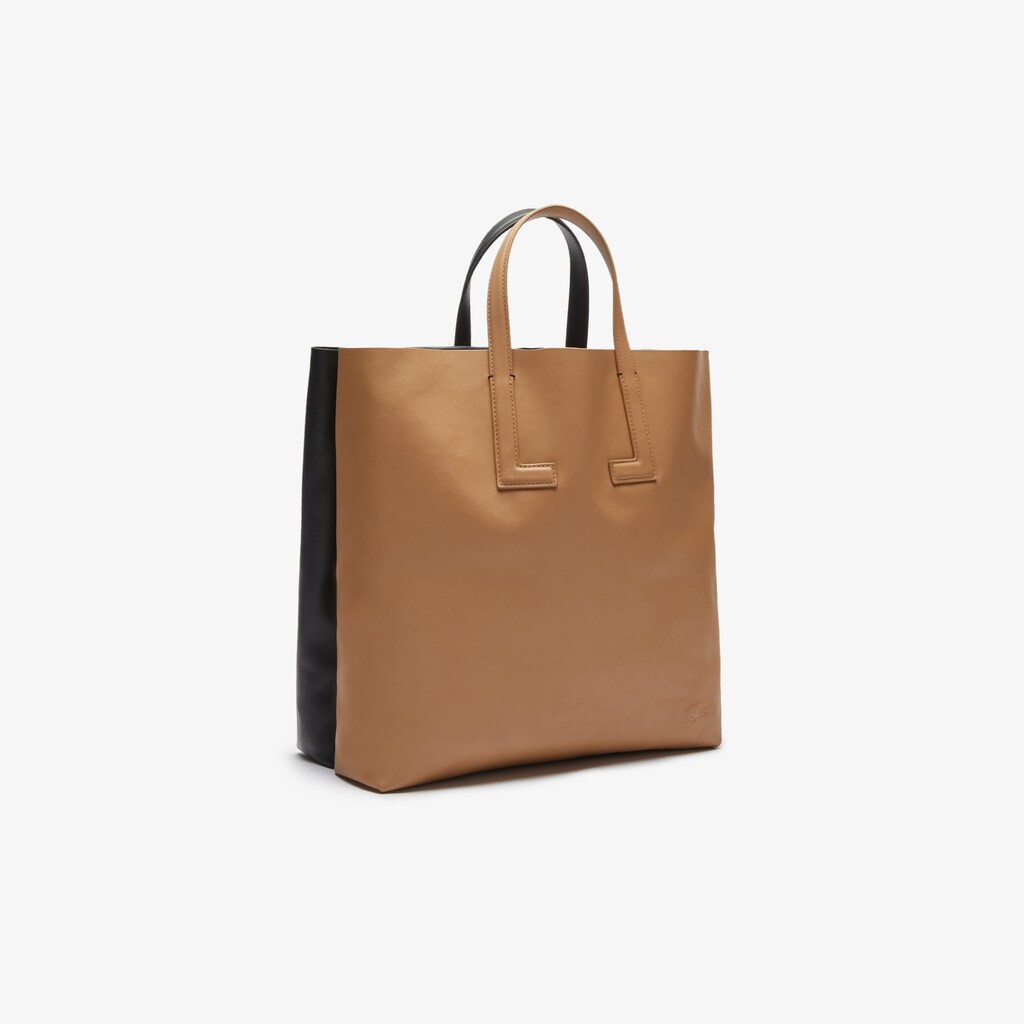 Bolsas Tote Pretas Feminino Lacoste Fashion Show Two-Tone Leather Double YA9-78897D0