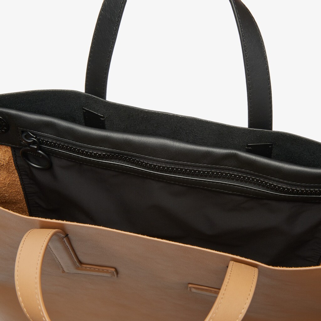 Bolsas Tote Pretas Feminino Lacoste Fashion Show Two-Tone Leather Double YA9-78897D0