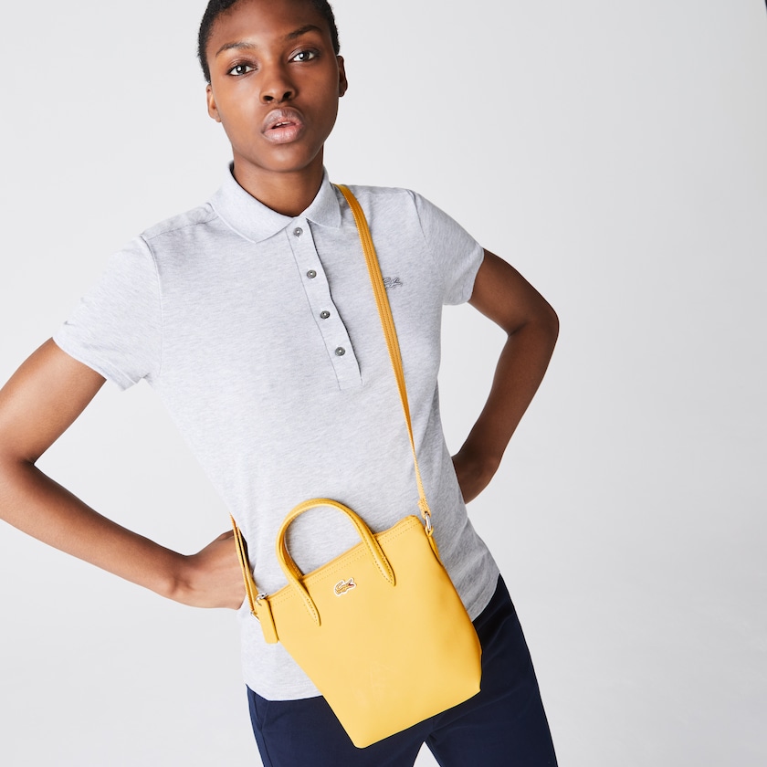 Bolsas Tote Amarelas Feminino Lacoste L.12.12 Concept Petit Piqué Coated Canvas Mini Zip YQ7-57825Y1