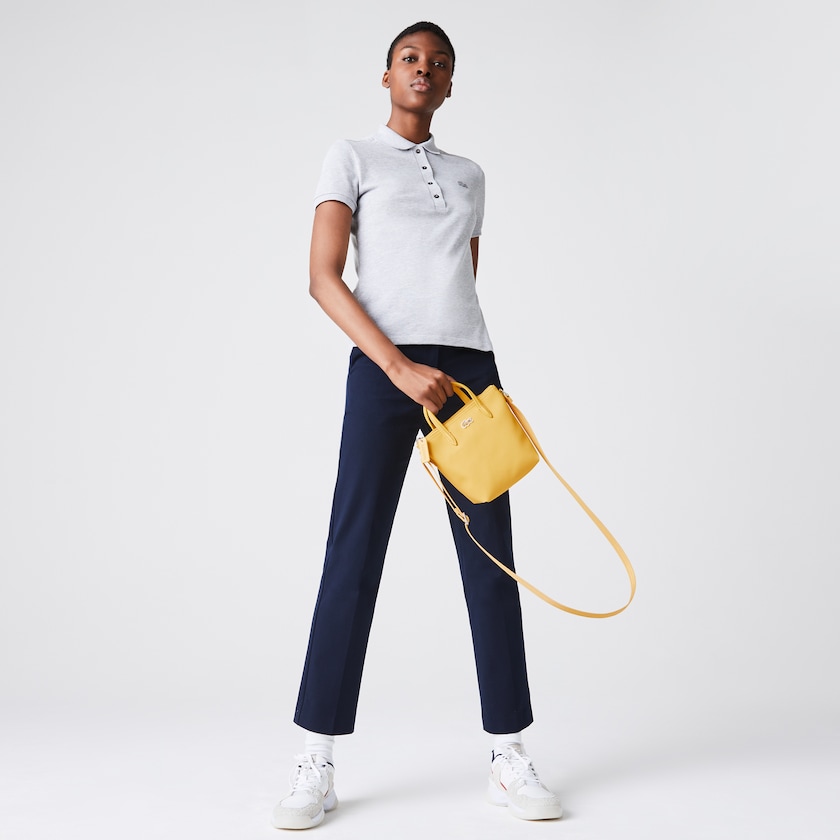 Bolsas Tote Amarelas Feminino Lacoste L.12.12 Concept Petit Piqué Coated Canvas Mini Zip YQ7-57825Y1