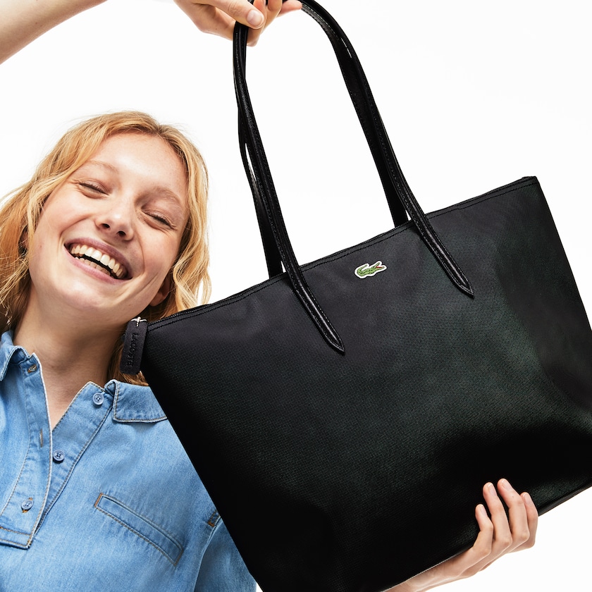 Bolsas Tote Pretas Feminino Lacoste L.12.12 Concept Zip OP9-26402B8