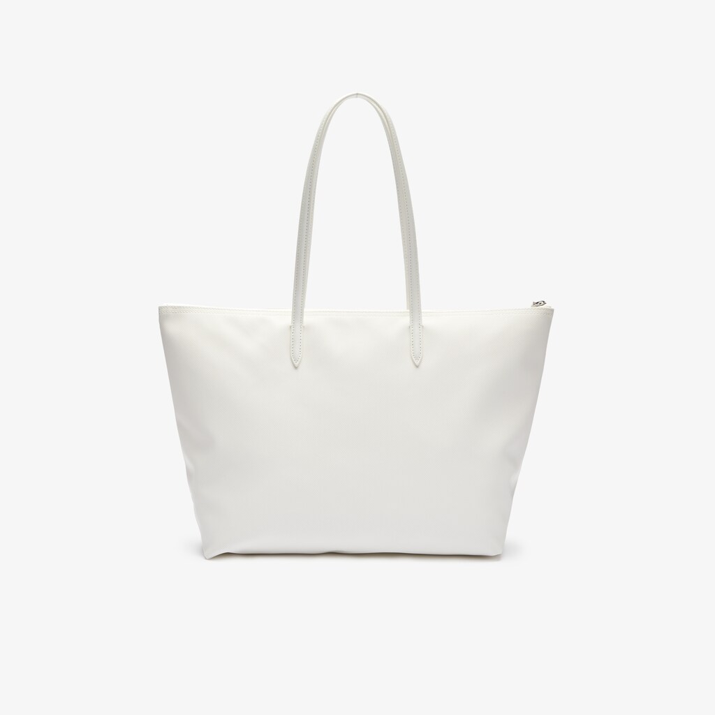 Bolsas Tote Branco Azuis Feminino Lacoste L.12.12 Nautical Stripes Large Coated Canvas RY6-44884F5