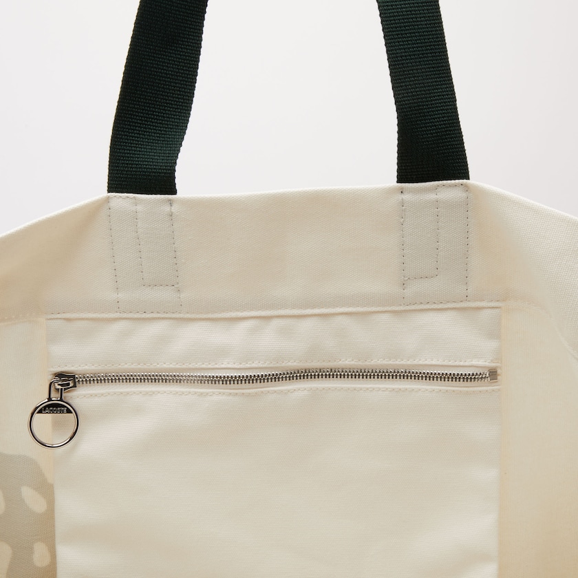 Bolsas Tote Branco Feminino Lacoste Oversized Crocodile Print Cotton Large EP0-67636W4