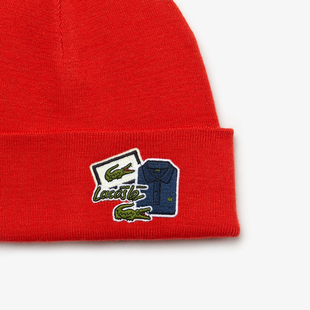 Boné Vermelhas Masculino Lacoste Badge Ribbed Wool Beanie AY1-83098J4