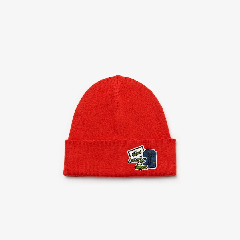 Boné Vermelhas Masculino Lacoste Badge Ribbed Wool Beanie AY1-83098J4