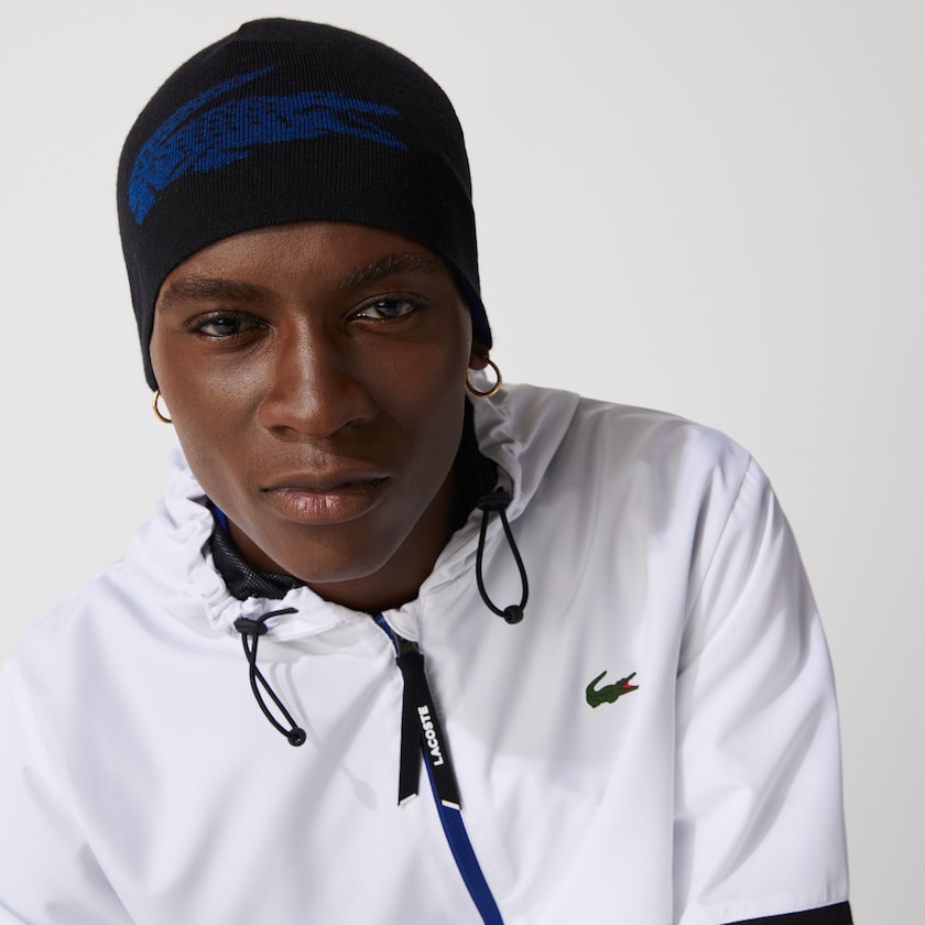 Boné Pretas Azuis Masculino Lacoste Oversized Contrast Crocodile Reversible Wool Beanie CH3-25412D6