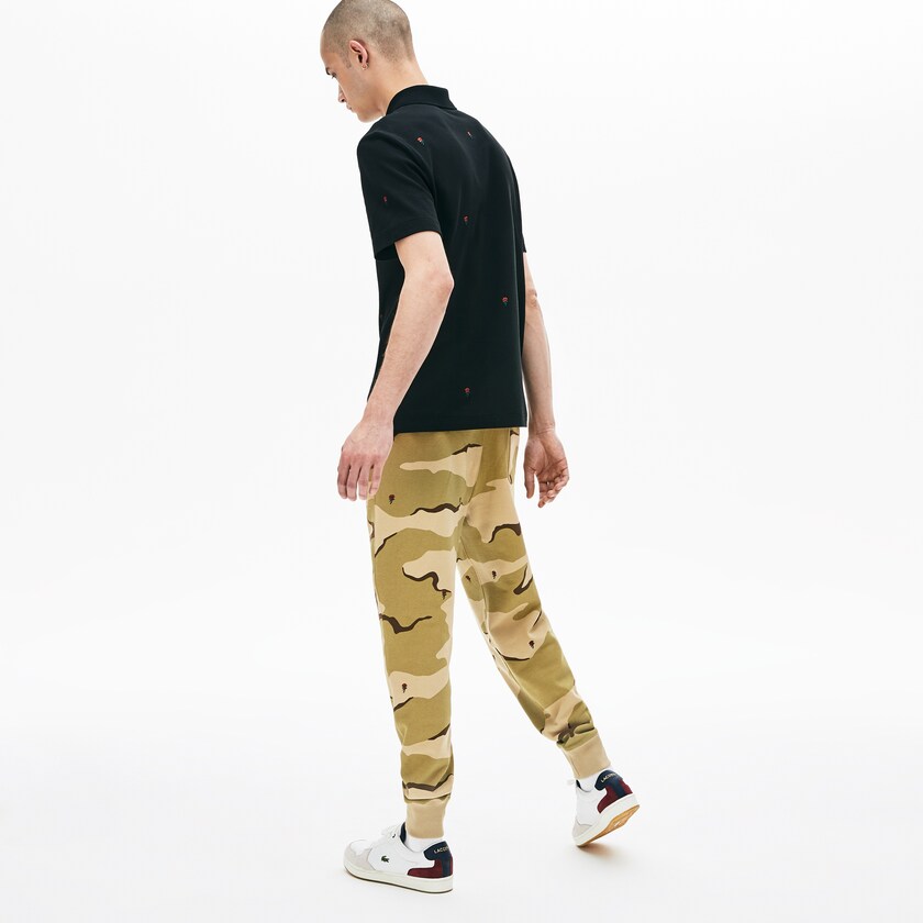 Calça Moletom Bege Branco Masculino Lacoste Live Rose Embroidered Camo Sweatpant HK5-32943K0