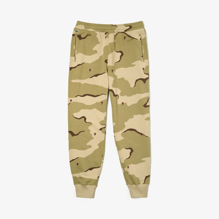 Calça Moletom Bege Branco Masculino Lacoste Live Rose Embroidered Camo Sweatpant HK5-32943K0