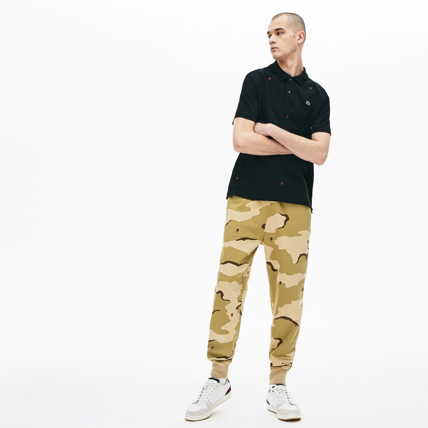 Calça Moletom Bege Branco Masculino Lacoste Live Rose Embroidered Camo Sweatpant HK5-32943K0