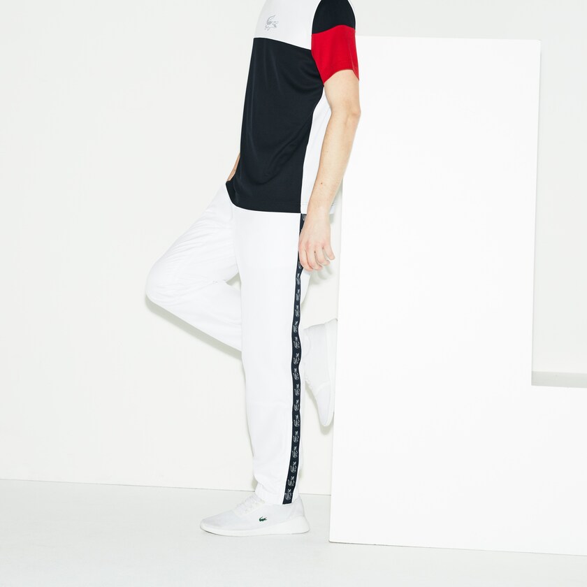 Calça Moletom Branco Azul Marinho Azuis Masculino Lacoste SPORT Band Tennis YY5-26482R8