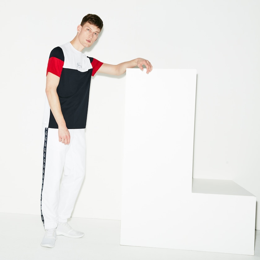 Calça Moletom Branco Azul Marinho Azuis Masculino Lacoste SPORT Band Tennis YY5-26482R8