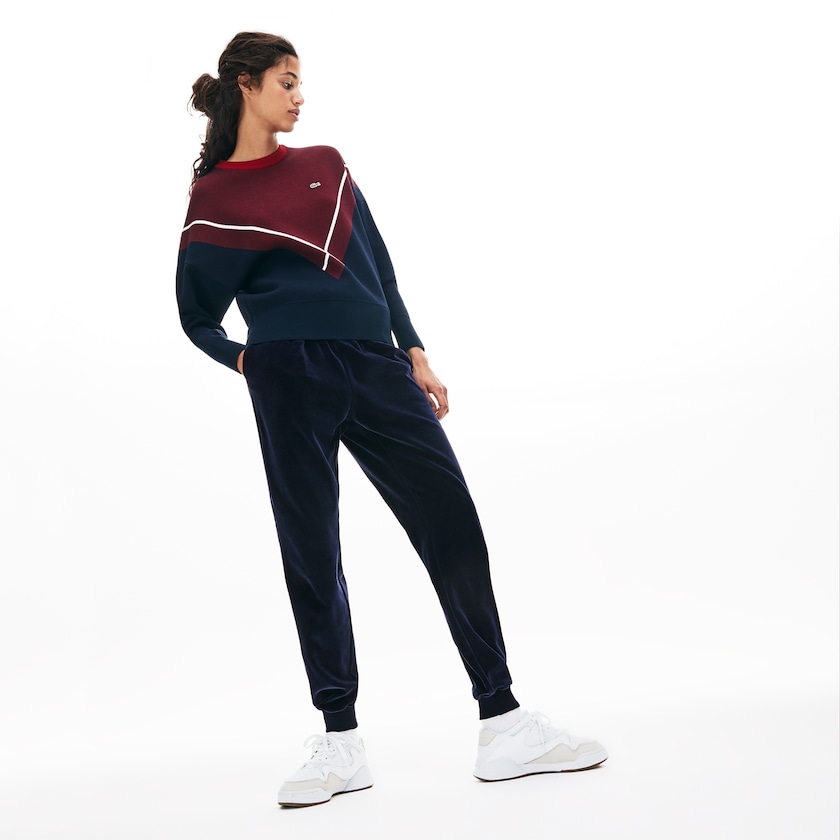 Calça Moletom Azul Marinho Azuis Feminino Lacoste Tapered Velour Terry QP2-09560X4