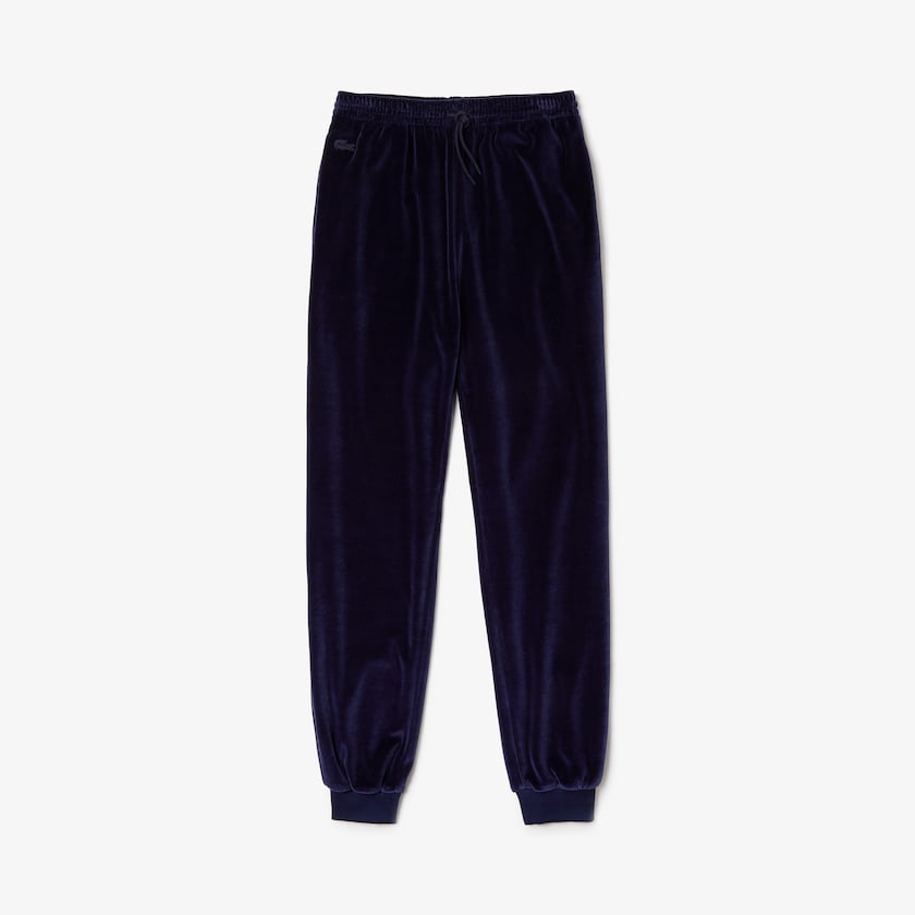 Calça Moletom Azul Marinho Azuis Feminino Lacoste Tapered Velour Terry QP2-09560X4