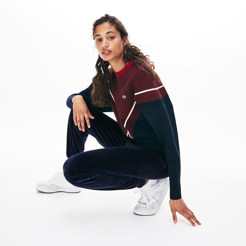 Calça Moletom Azul Marinho Azuis Feminino Lacoste Tapered Velour Terry QP2-09560X4