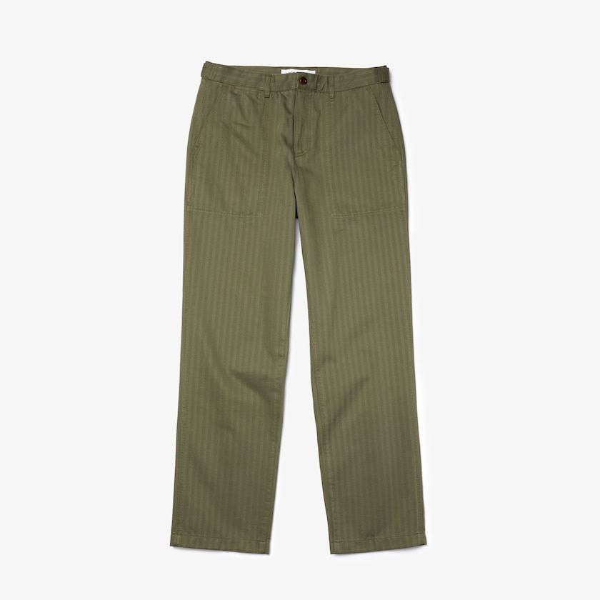 Calças Caqui Verdes Masculino Lacoste Chevron Textured Cotton Cargo ZZ3-01170S2