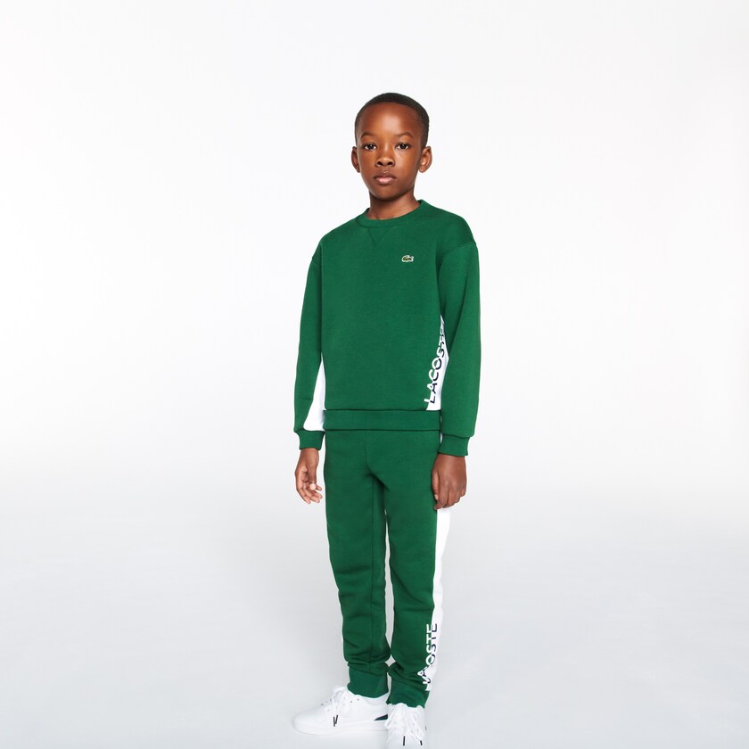 Calças Verdes Branco Criança Lacoste Color-Blcoked Fleece Track KS2-50305M6