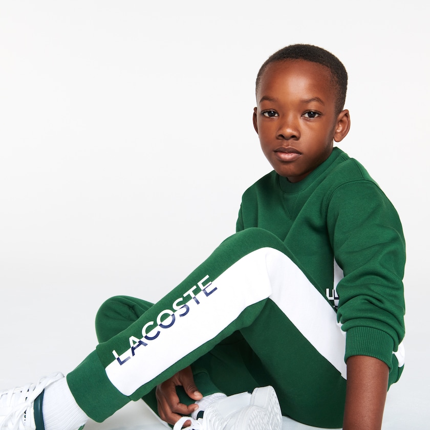 Calças Verdes Branco Criança Lacoste Color-Blcoked Fleece Track KS2-50305M6