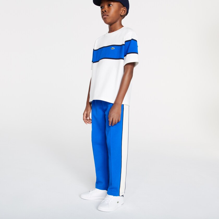 Calças Azuis Branco Azul Marinho Azuis Criança Lacoste Colorblock Cotton Fleece Track FA7-89658W7