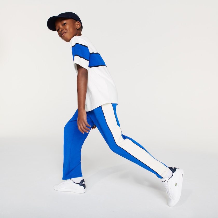 Calças Azuis Branco Azul Marinho Azuis Criança Lacoste Colorblock Cotton Fleece Track FA7-89658W7