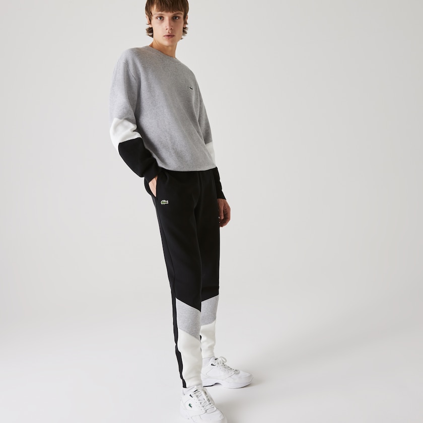Calças Branco Cinzentas Pretas Masculino Lacoste Colorblock Piqué Fleece Jogging YR1-04150I3