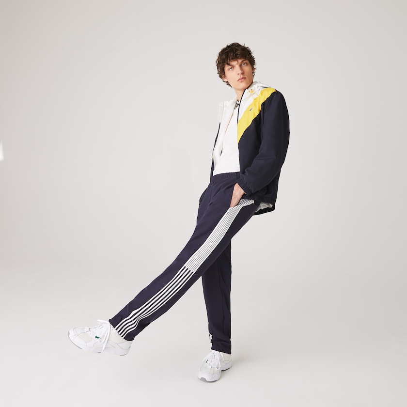 Calças Azul Marinho Azuis Masculino Lacoste Heritage Contrast Striped Jogging FR5-97999H6