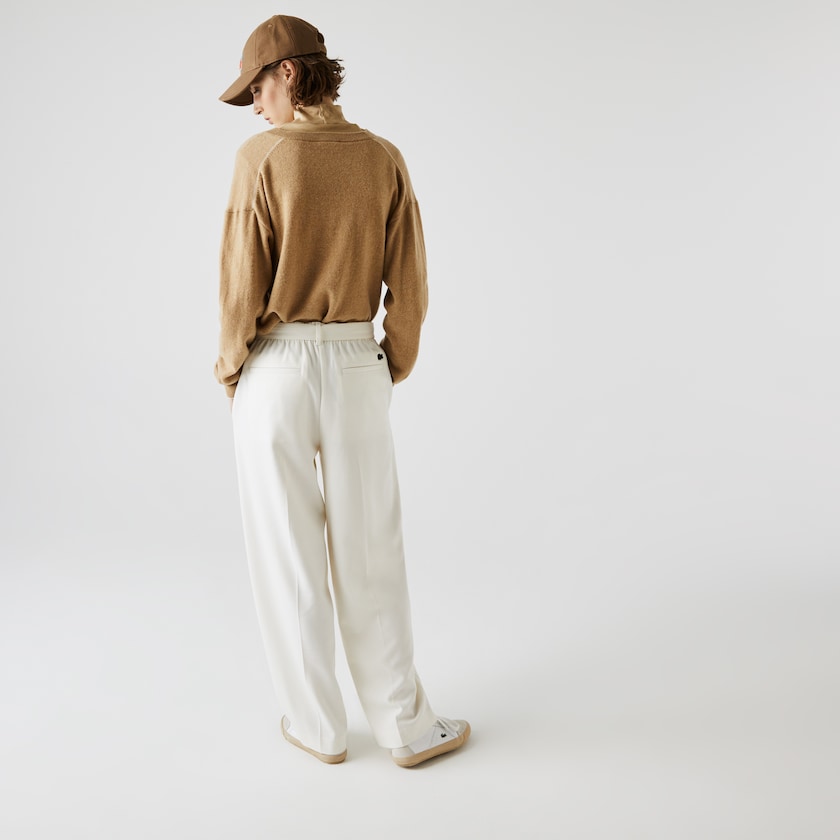 Calças Branco Feminino Lacoste High-Waisted Flared Wool Blend FC5-11801H6